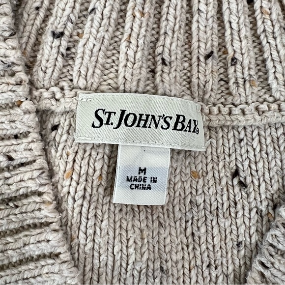 St. John’s Bay Khaki Cable Knit Button Collar Sweater Size M - Picture 8 of 8